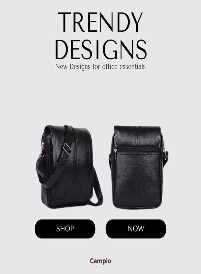 CAMPIO PU Synthetic Leather Stylish Sling Bag Cross Body Travel Bag Business Office Messenger Bag Fathers day gift idea, Gift for men & Women, Valentine day gift for men (Black) - Image 4